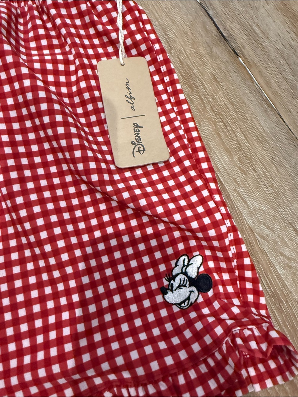 Red Gingham Ruffle Waist Women’s Shorts - Picture 3 of 5